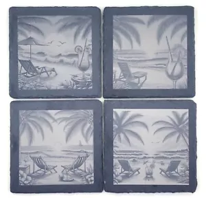 Slate Coasters - beach scene